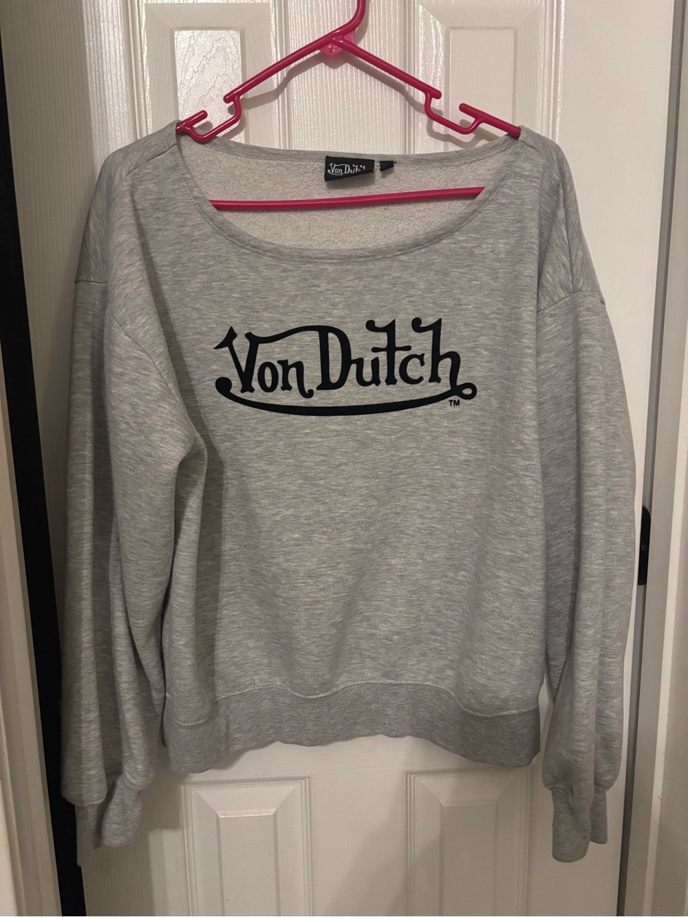 Von Dutch Light Gray Crewneck Sweatshirt with Black Logo
